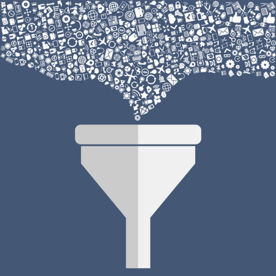 Creative process, big data filter, data tunnel, analysis concept