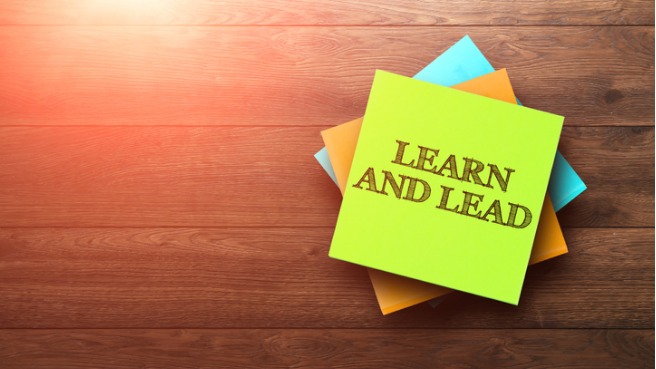 learn-and-lead-the-phrase-is-written-on-multicolored-stickers-on-a-picture-id958046192