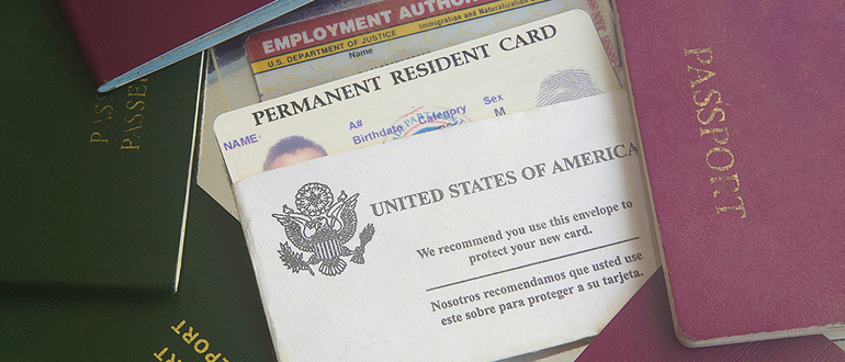 Green card with passports