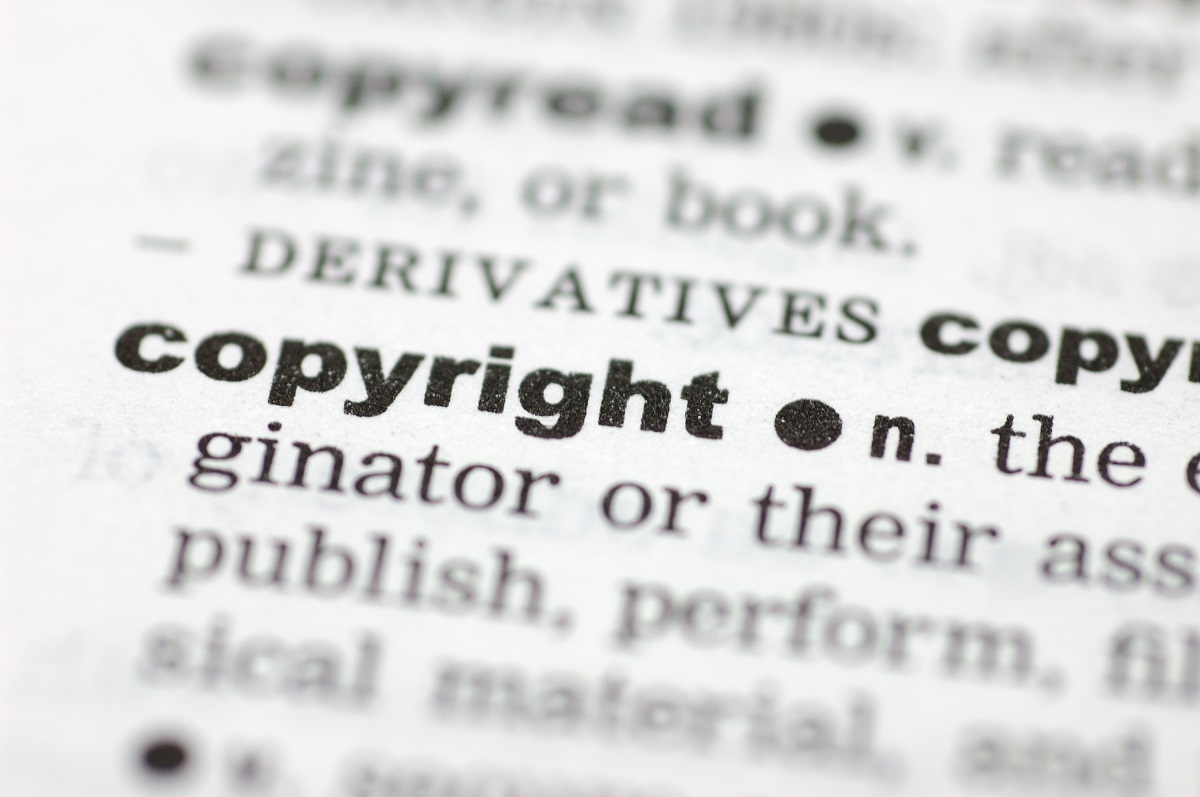 A close up of the word copyright from a dictionary