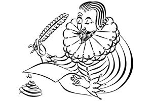 Shakespeare Writing with Feather Pen