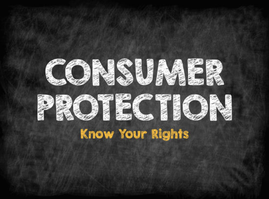 Consumer Rights Protection concept. Black board with texture, background