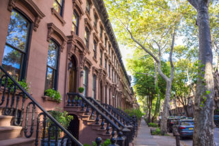 Historic Brownstone Houses in Residential Neighborhood of Fort Greene in Brooklyn