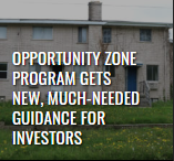 Leading Edge digital magazine summer 2019 article thumbnail of a deserted tan building with various window, titled "opportunity zone program gets new, much-needed guidance for investors"