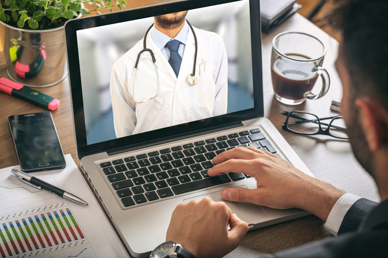 Doctor on a computer screen