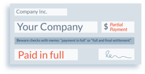Beware of checks with memo "payment in full"