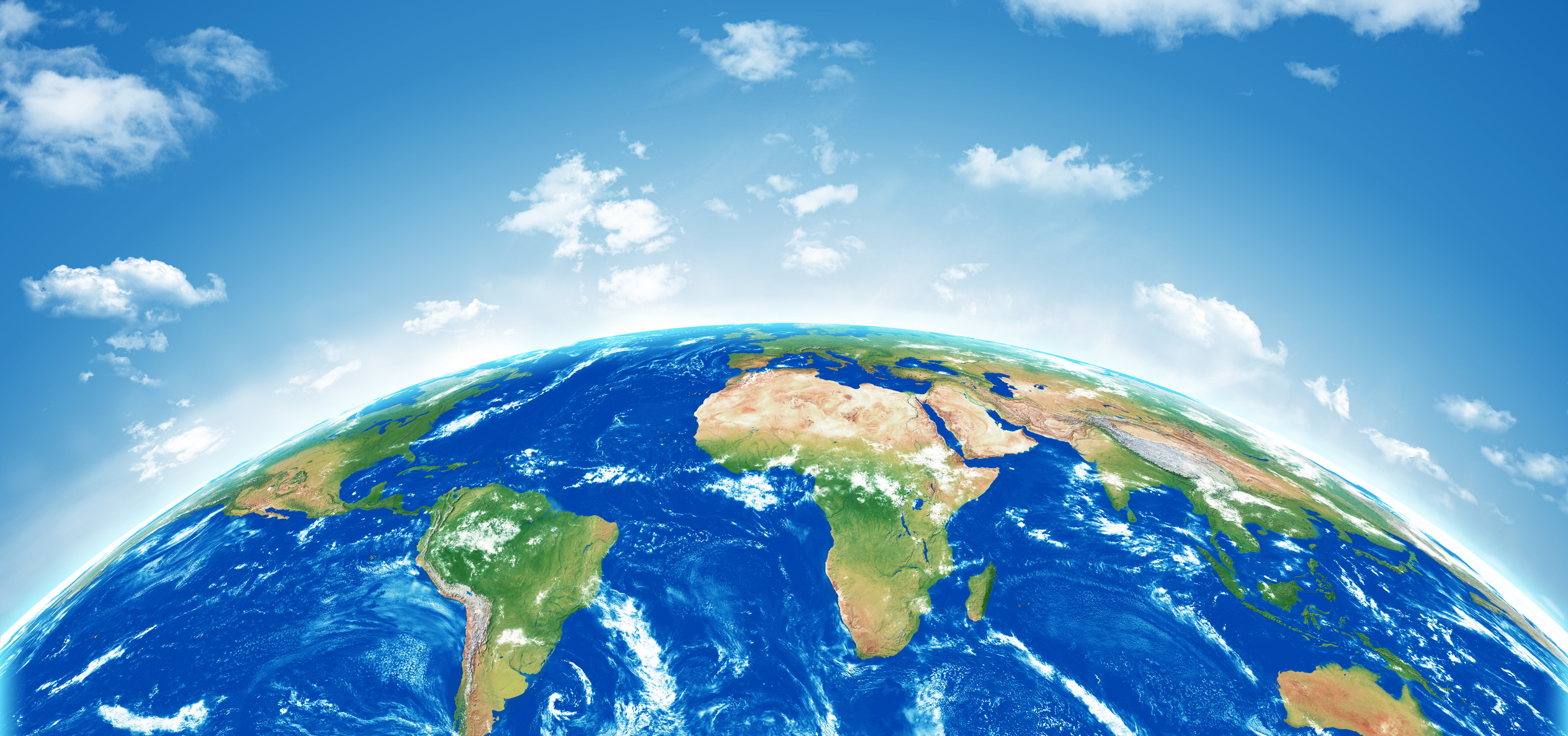 Planet earth with cloudy sky