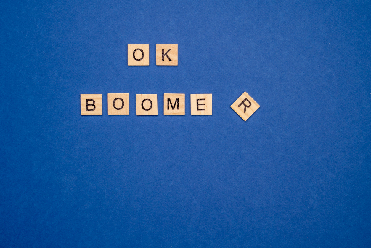 OK Boomer Sign on Colorful Background