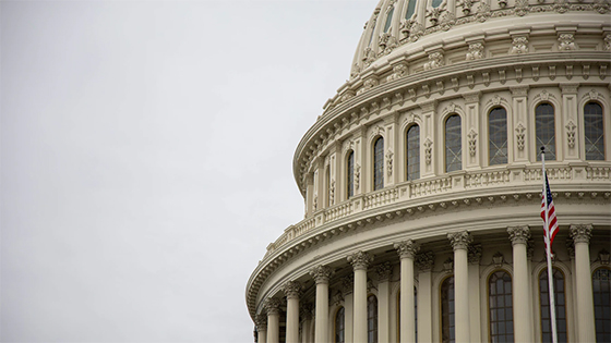 the United States capitol building on a cloudy day; image used for blog post about new law about COVID-19 providing more relief for businesses