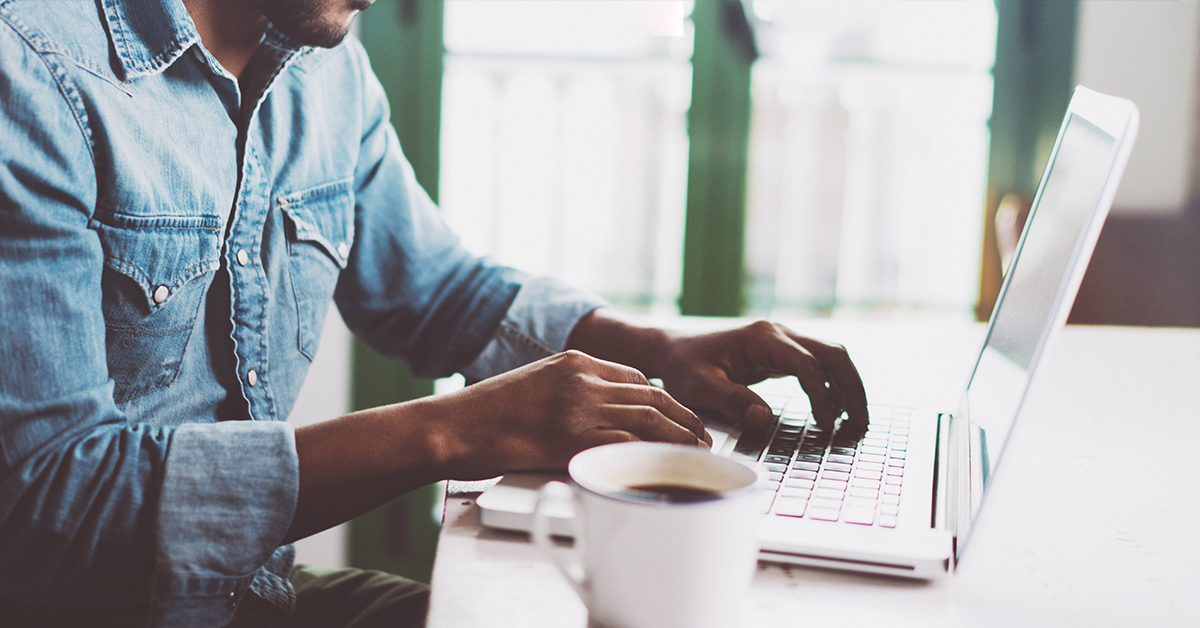 Remote work with coffee