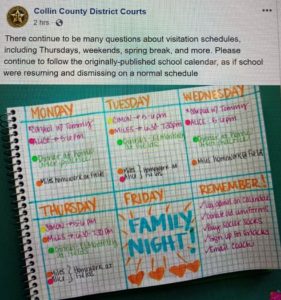 Collin County District Courts directive regarding exchange of children during state of disaster