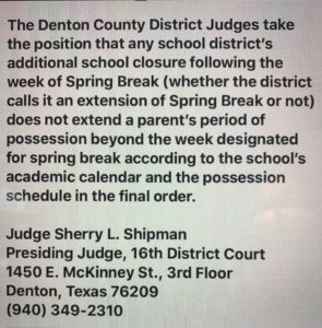 Denton County Judges position on spring break