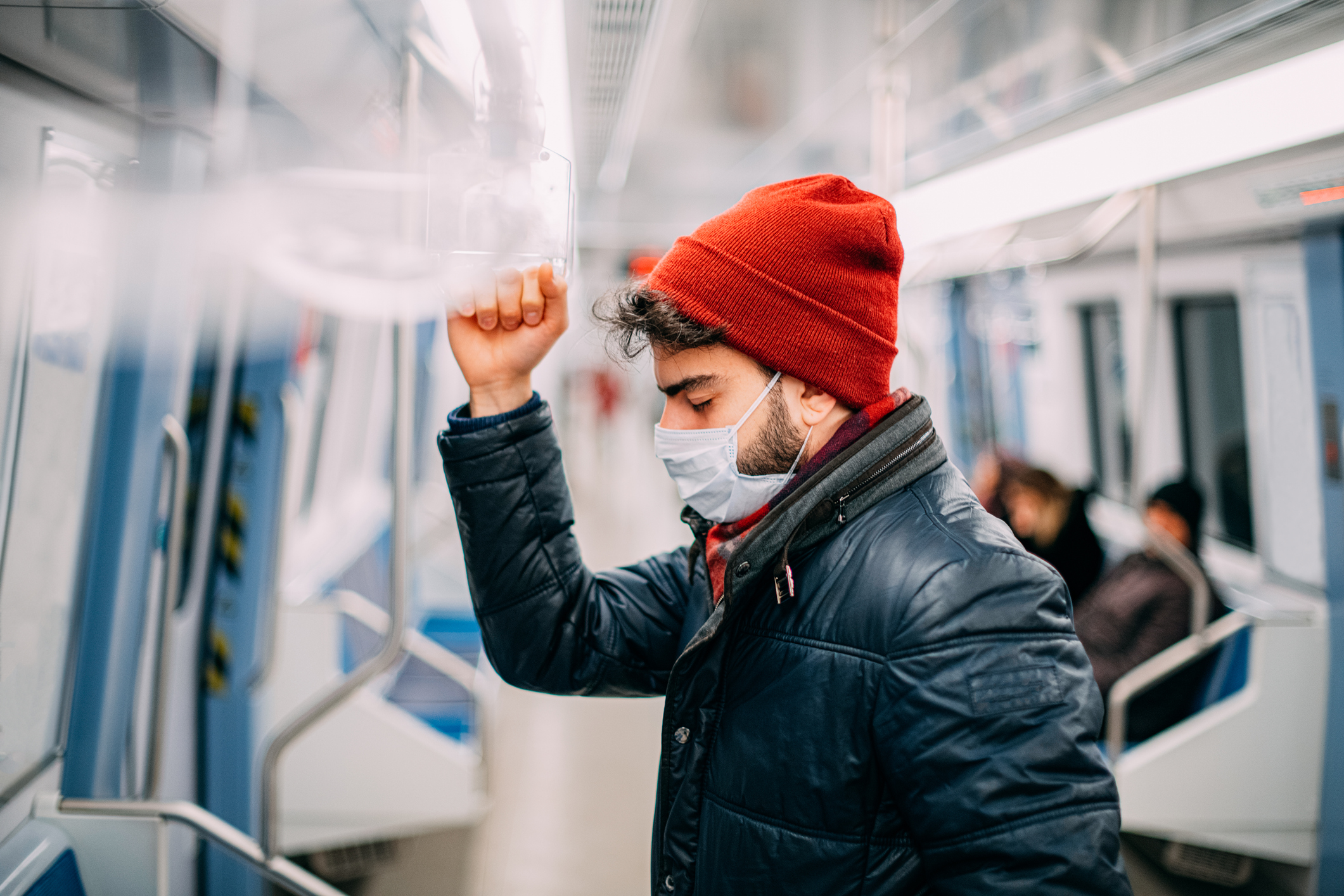 Tired and Sick Man in the Subway
