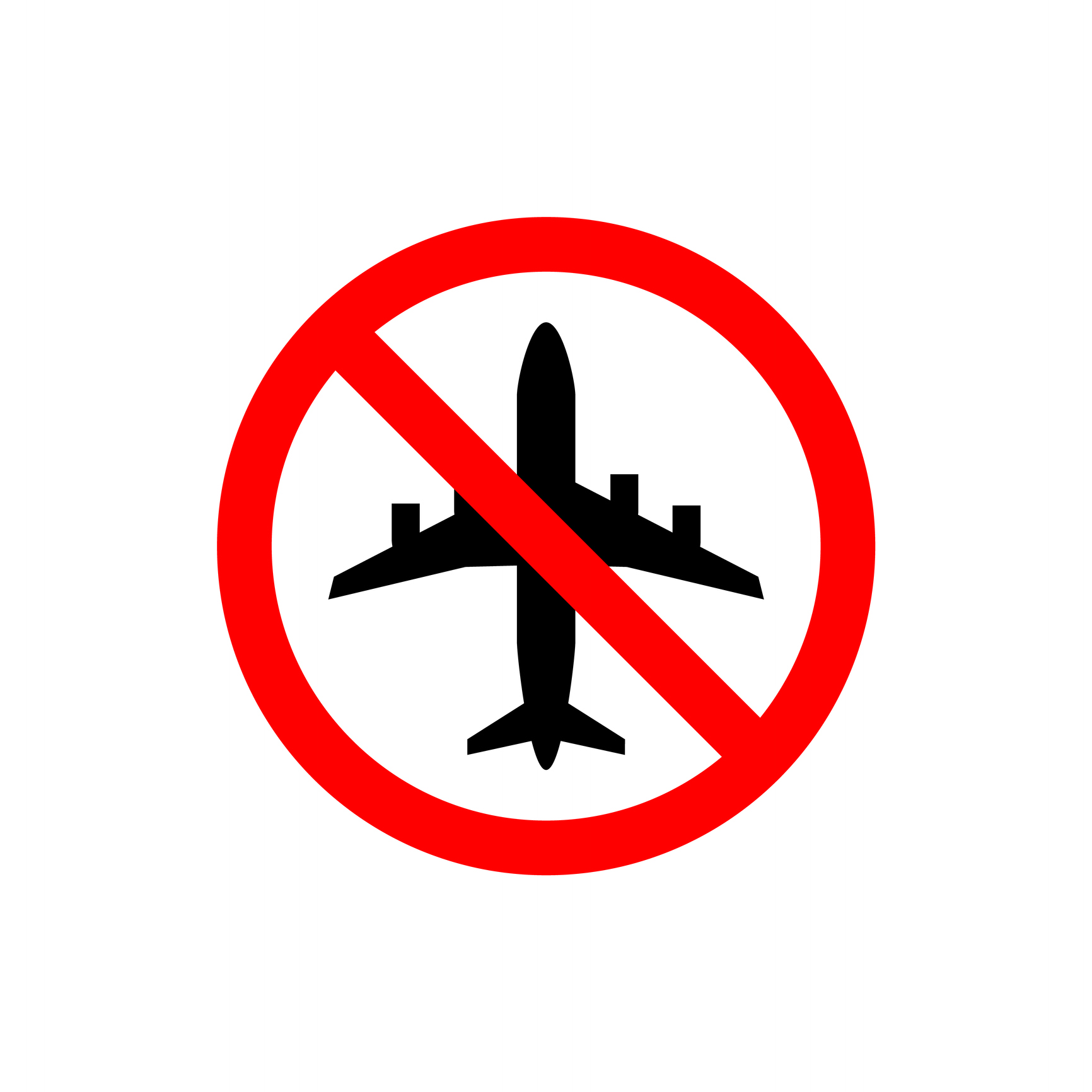 Do not fly vector icon. No aircraft access mark on white background. Symbol of transport, airplane,travel,traffic,warning. Prohibited ban stop sign. illustration