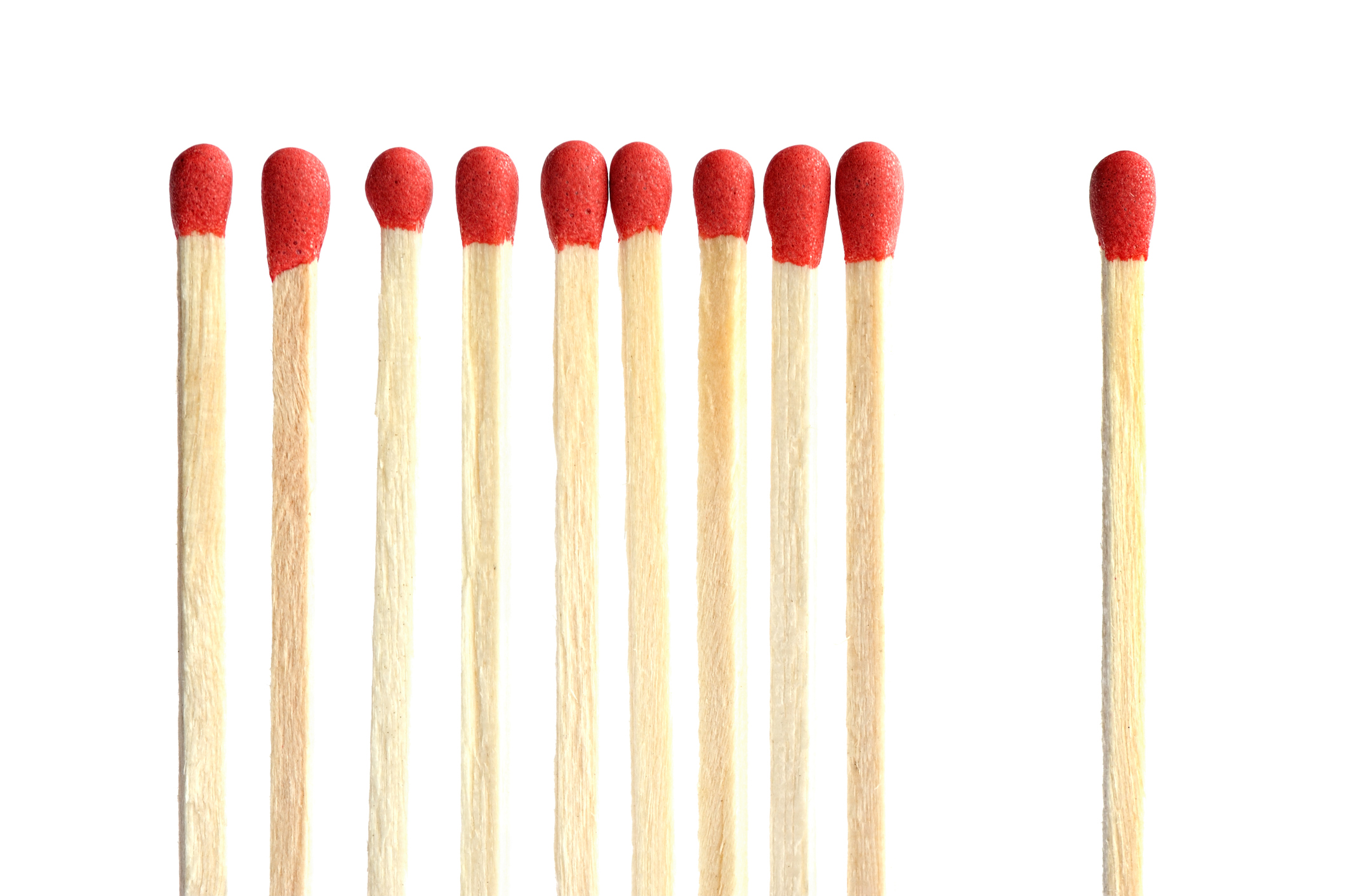 Row of not lighted matches