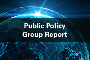Image of global connectivity with text Public Policy Group Report