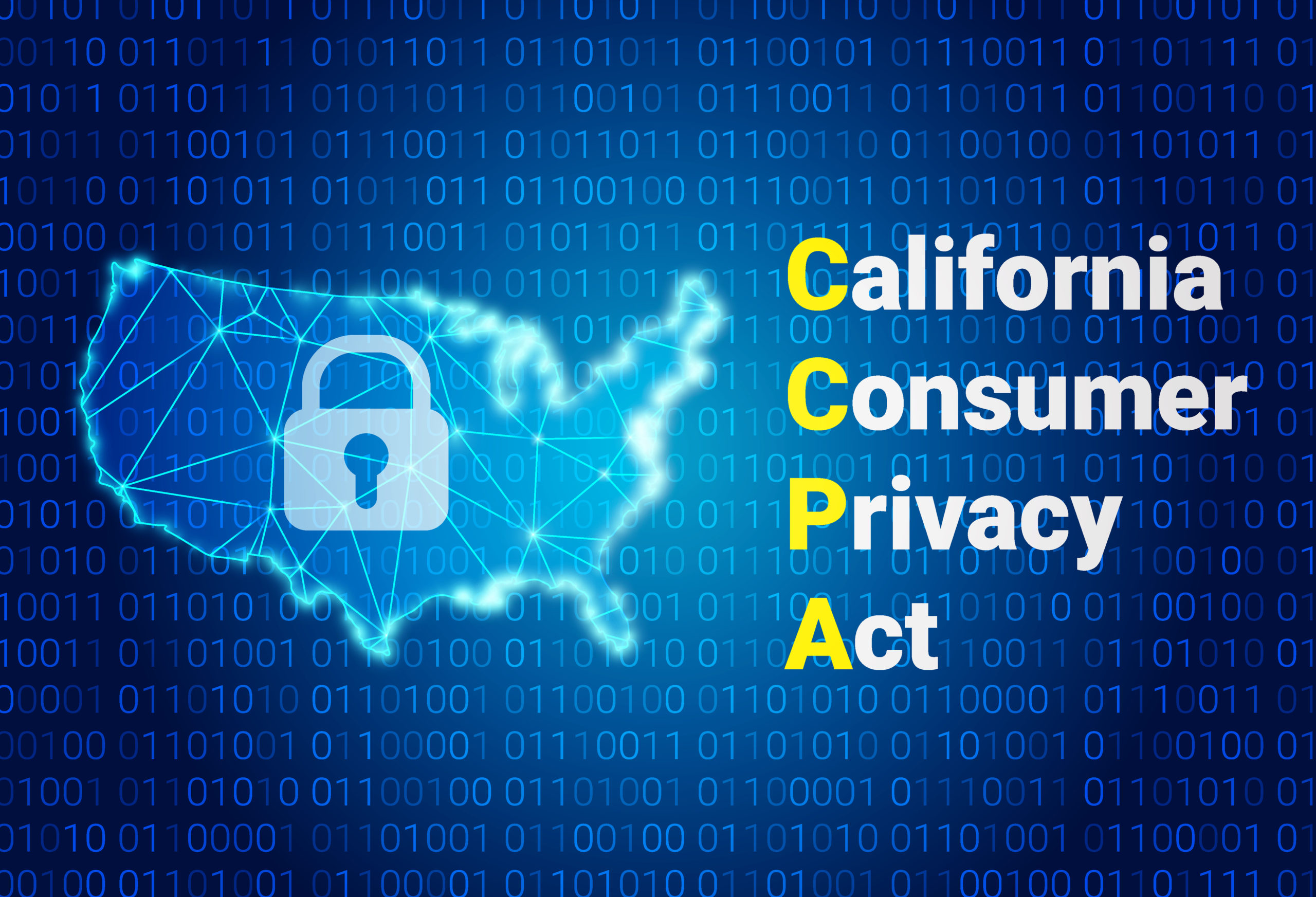 CCPA - California Consumer Privacy Act. vector background. Consumer protection for residents of California, United States. USA data security.