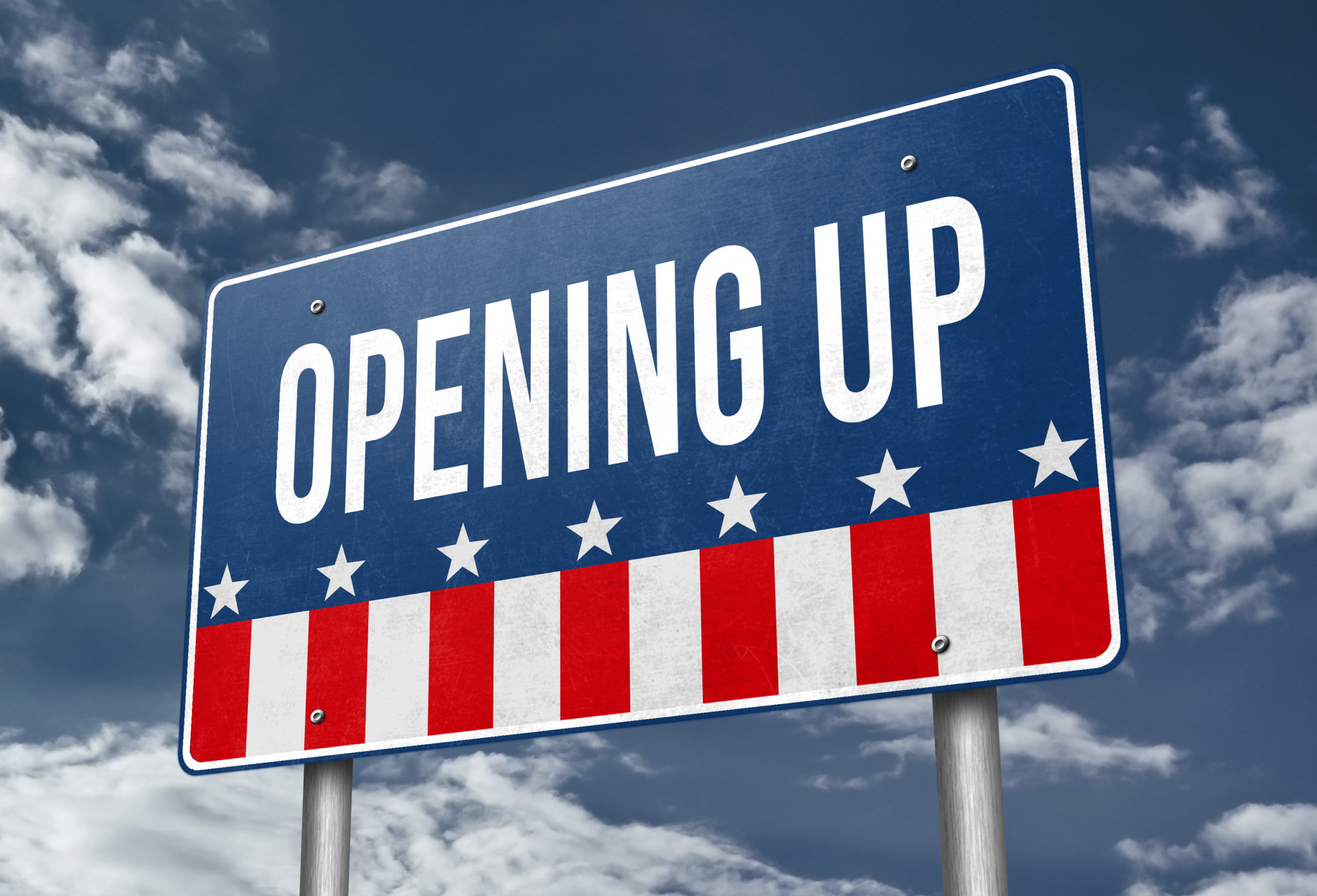 Opening Up - roadsign message as 3D illustration
