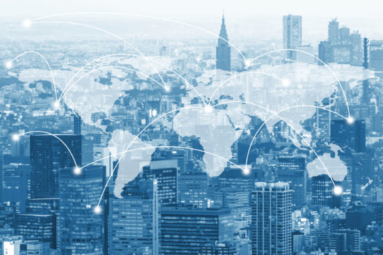 Global_Double exposure global world map