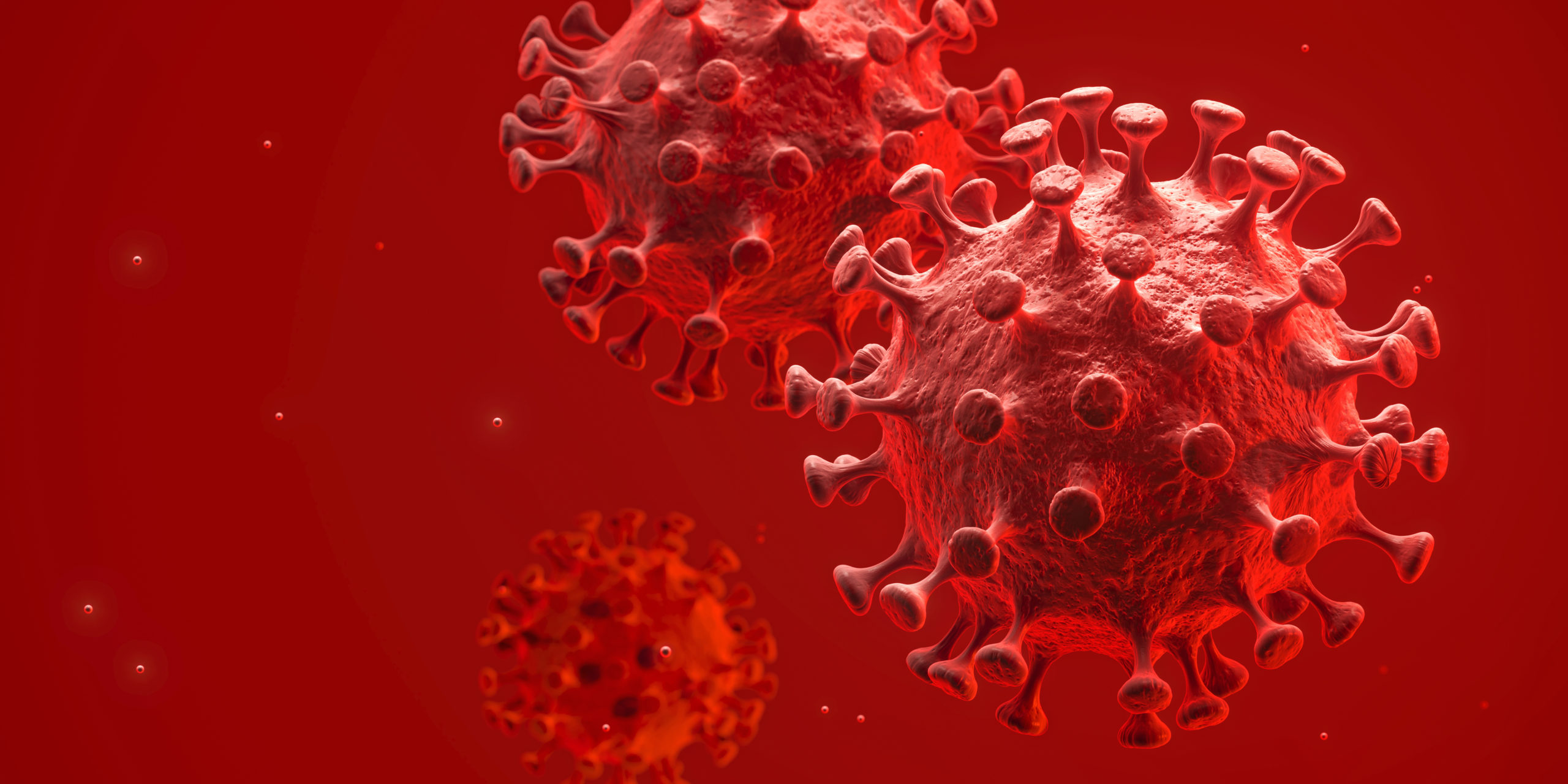 covid red virus floating