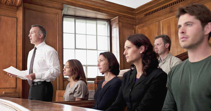 Jury sitting in courtroom
