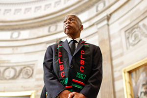WASHINGTON, DC - OCTOBER 24: Rep. John Lewis (D-GA) and other members of the Congressional Black Caucus wait to enter as a group to attend the memorial services of U.S. Rep. Elijah Cummings (D-MD) at the U.S. Capitol October 24, 2019 in Washington, DC. Rep. Cummings passed away on October 17, 2019 at the age of 68 from "complications concerning longstanding health challenges." (Photo by Pablo Martinez Monsivais-Pool/Getty Images)