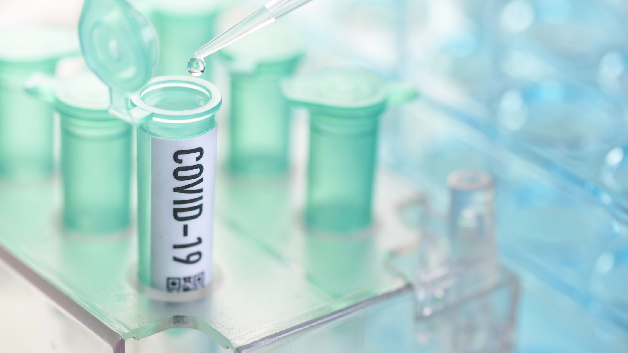 Corona virus: vial with pipette in laboratory