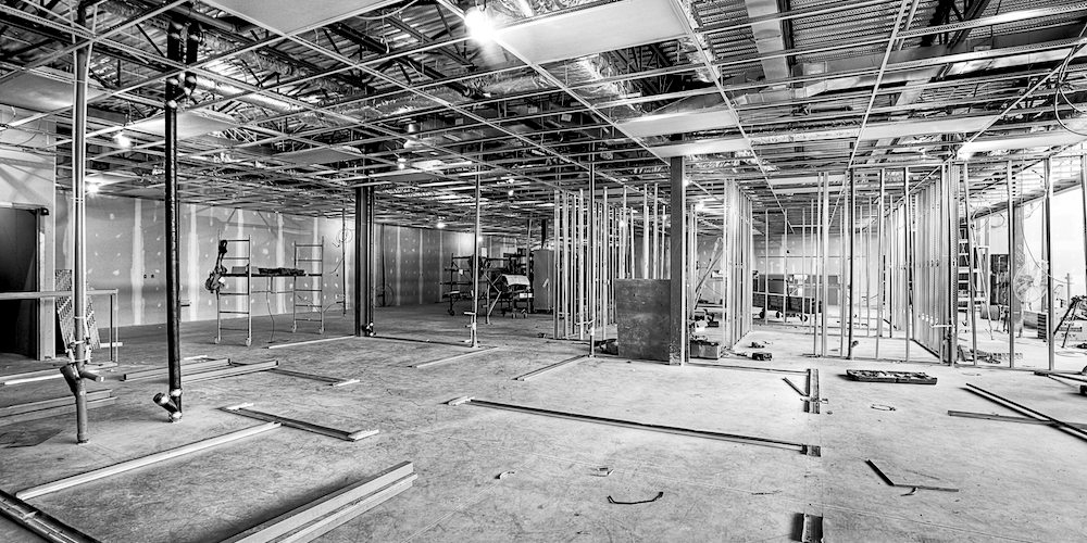 Vacant jobsite on construction project
