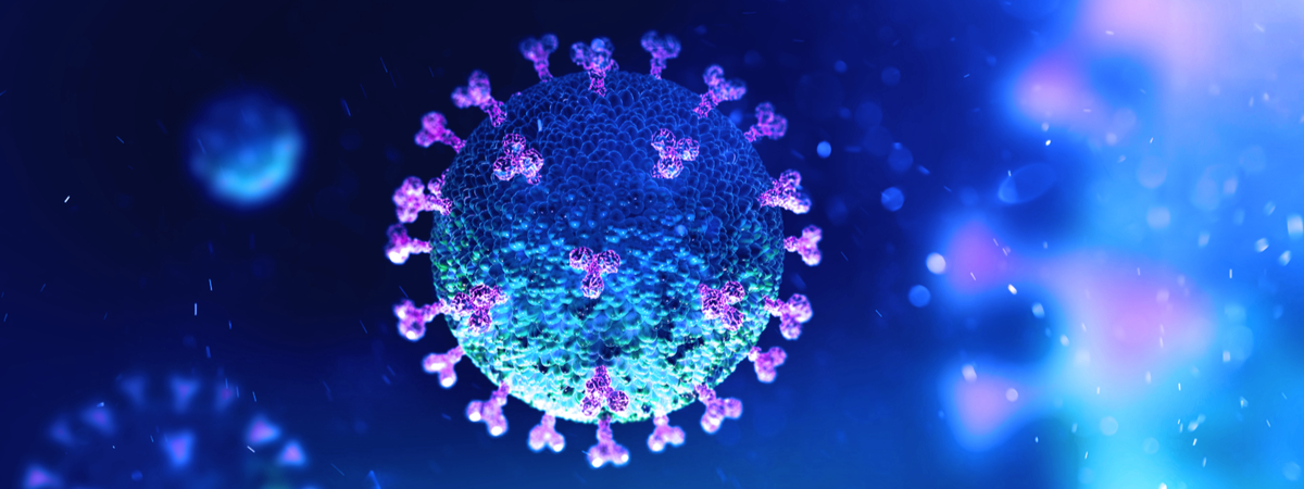 coronavirus COVID-19 under the microscope 3d illustration
