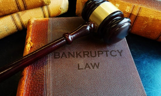 Gavel on bankruptcy Law books