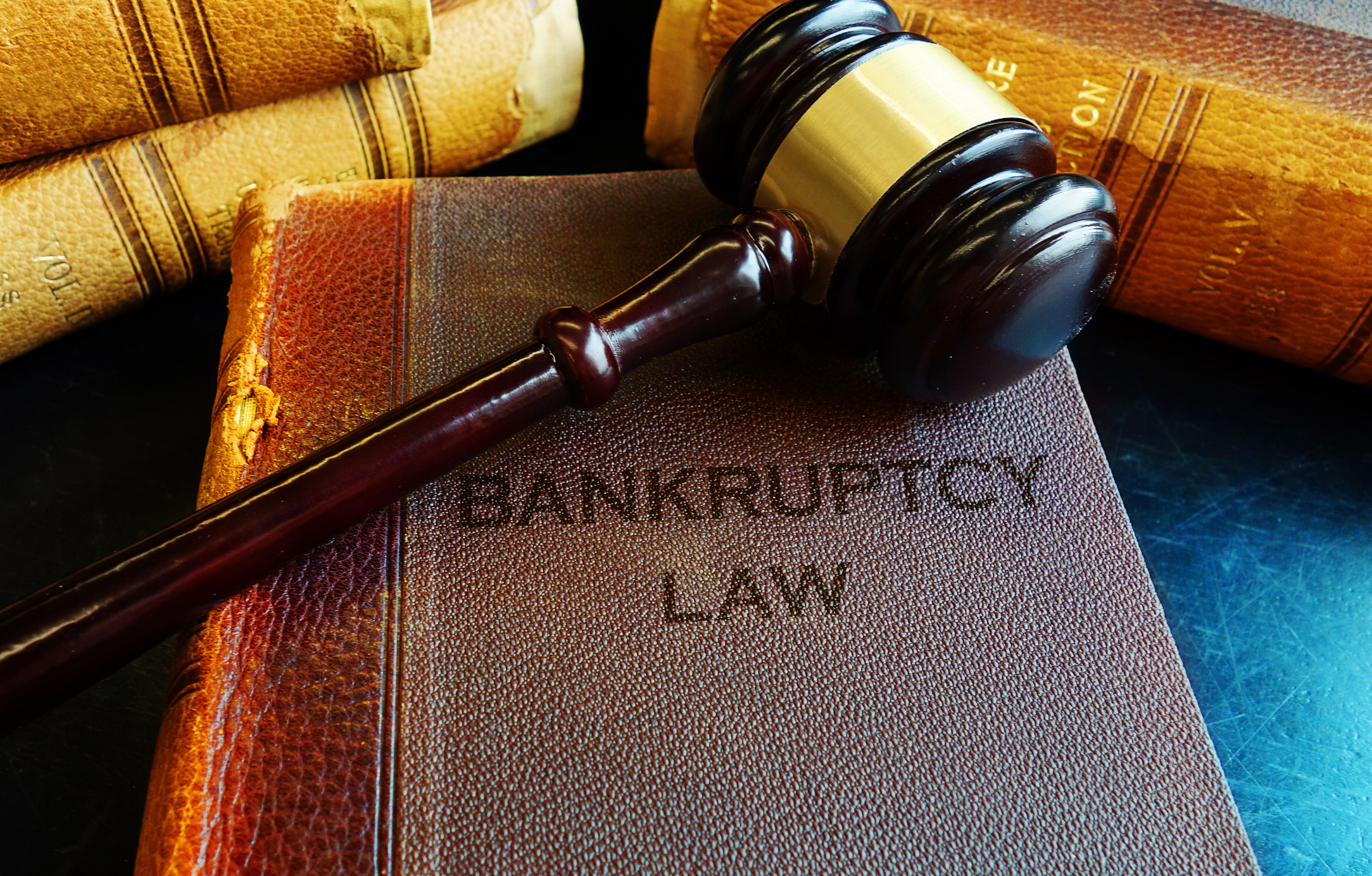 Gavel on bankruptcy Law books