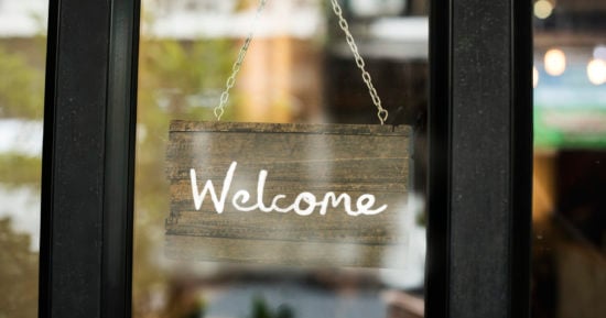 Welcome in wooden sign mockup