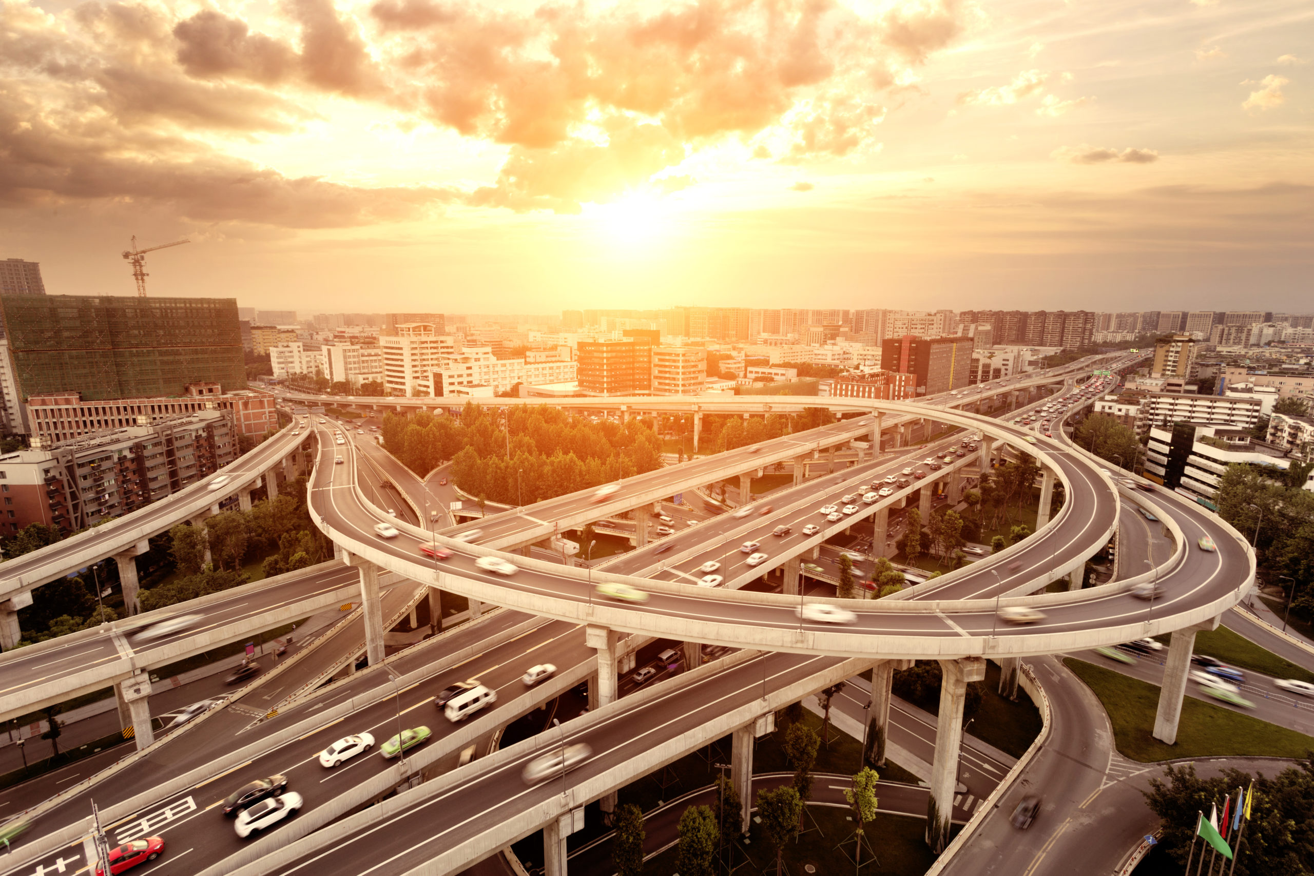 Infrastructure_skyline and traffic patterns highway