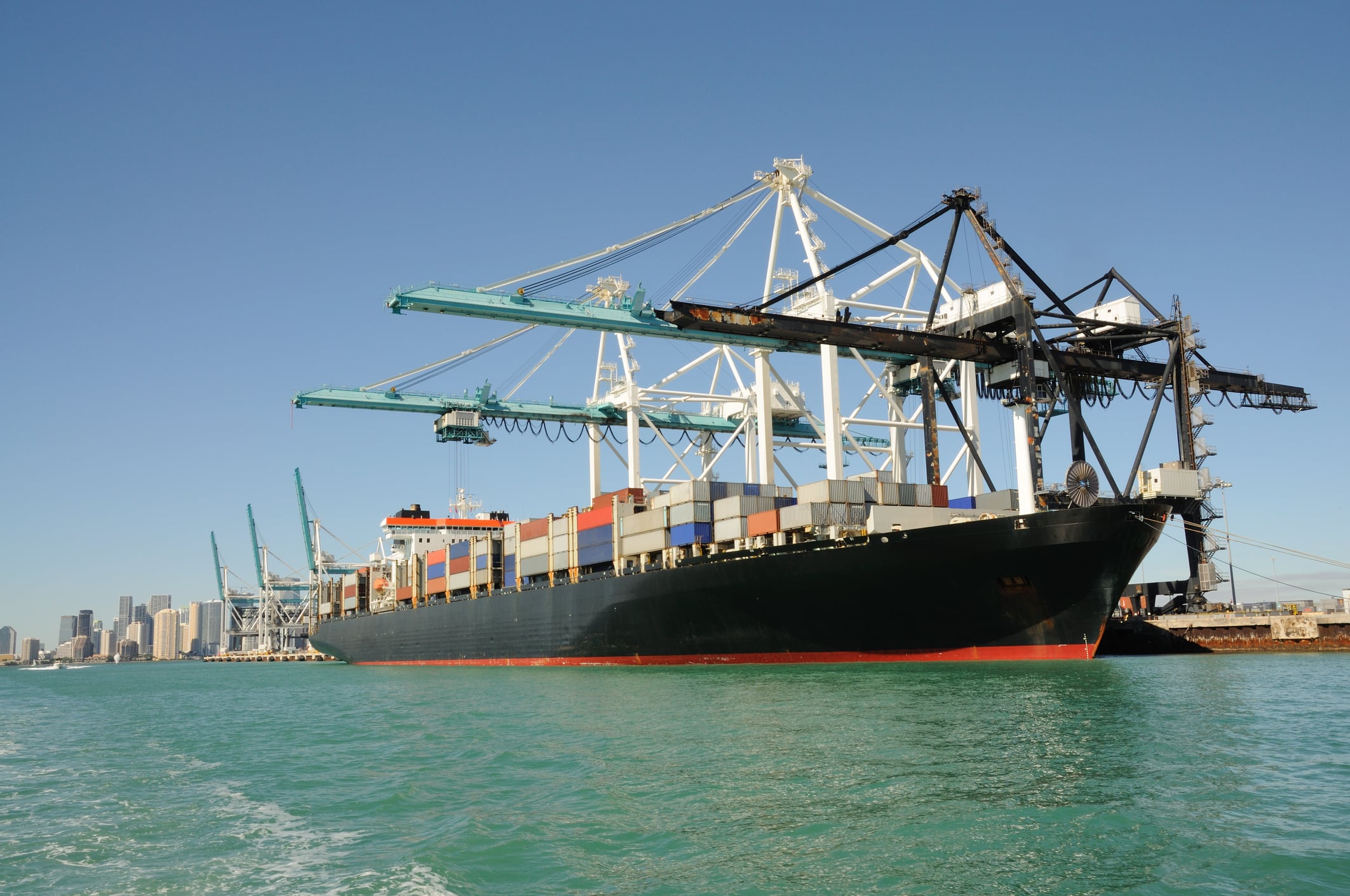 Container Ship in Industrial Port