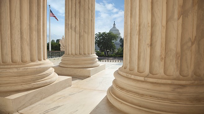 Supreme Court with Capitol in Background