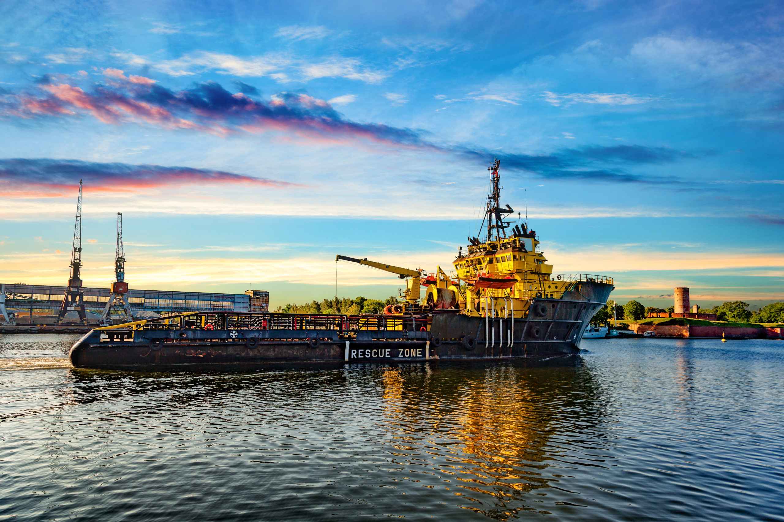 Tugboat at sunrise
