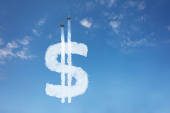 US dollar currency up growth sky cloud concept
