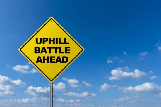 UPHILL BATTLE AHEAD - Road Warning Sign