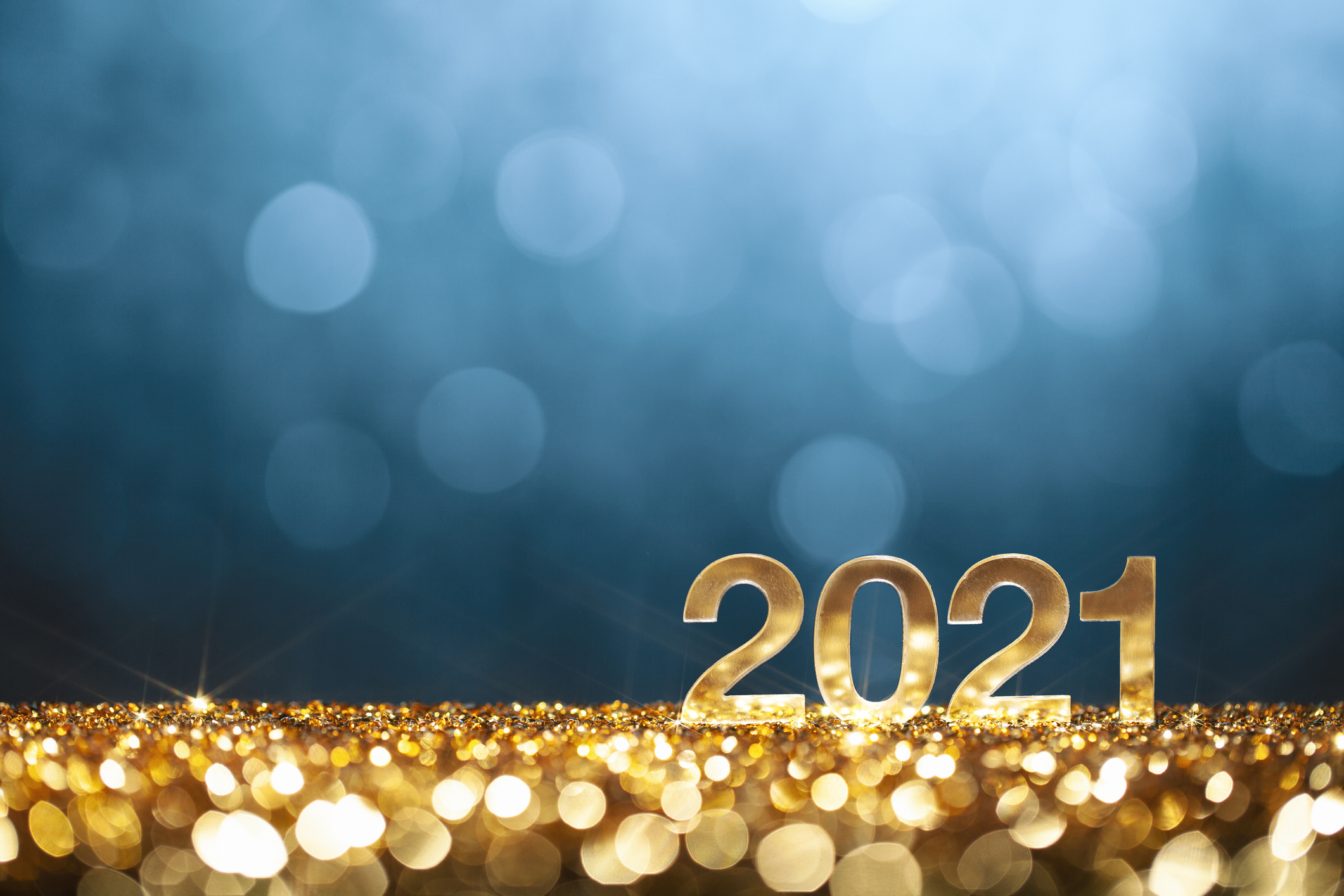 Happy New Year 2021 - Christmas Gold Blue Glitter