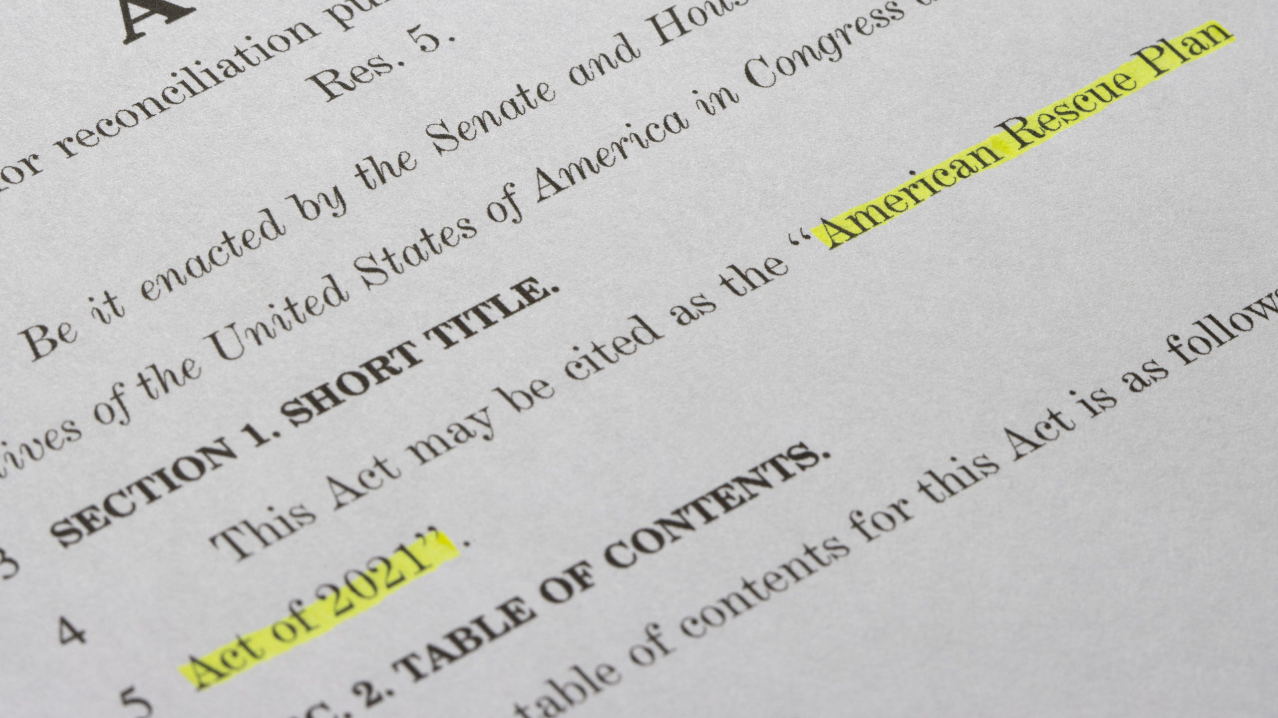 American Rescue Plan Act of 2021