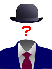 Magritte painting of invisible man with question mark.