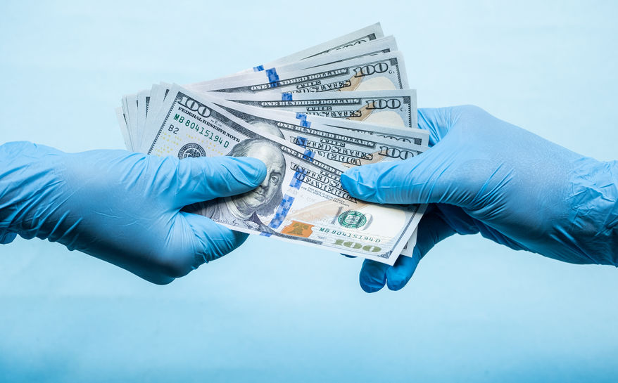 Doctors in blue gloves