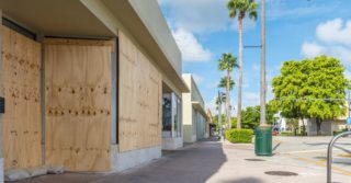 boarded up businesses