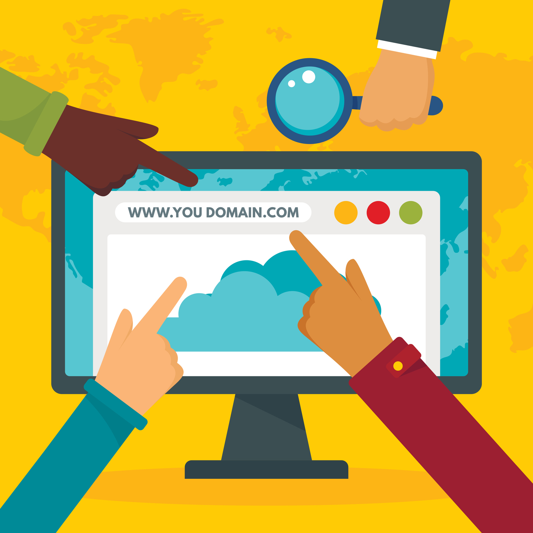 http domain concept background, flat style