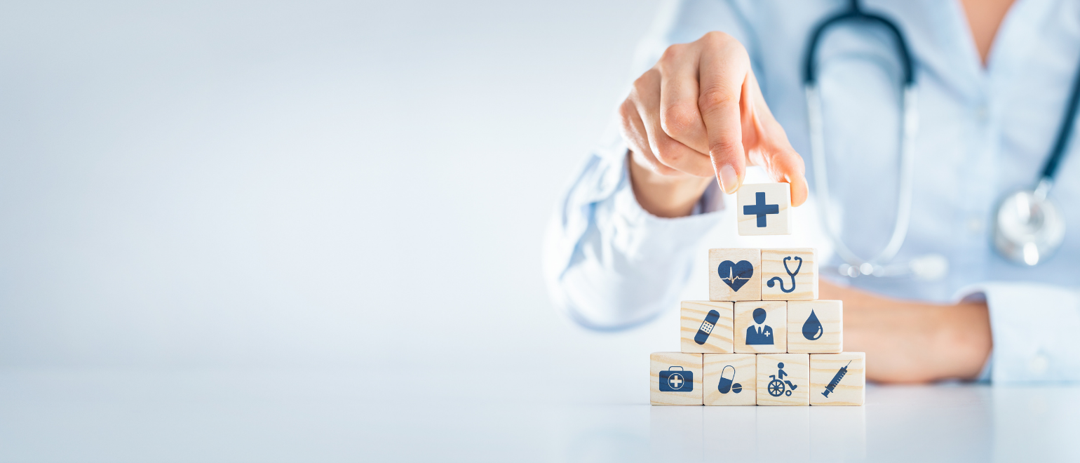Healthcare Blog Image - doctor & icons blocks