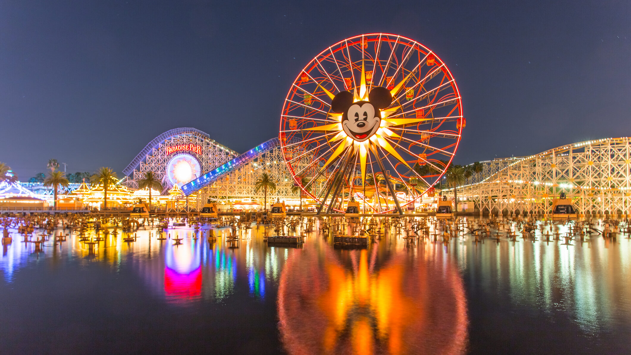 Disneyland 60th aniversary at Cars Land night time