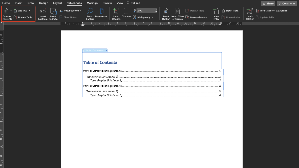 In-doc Manual ToC