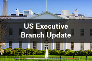 US executive branch text over image of White House