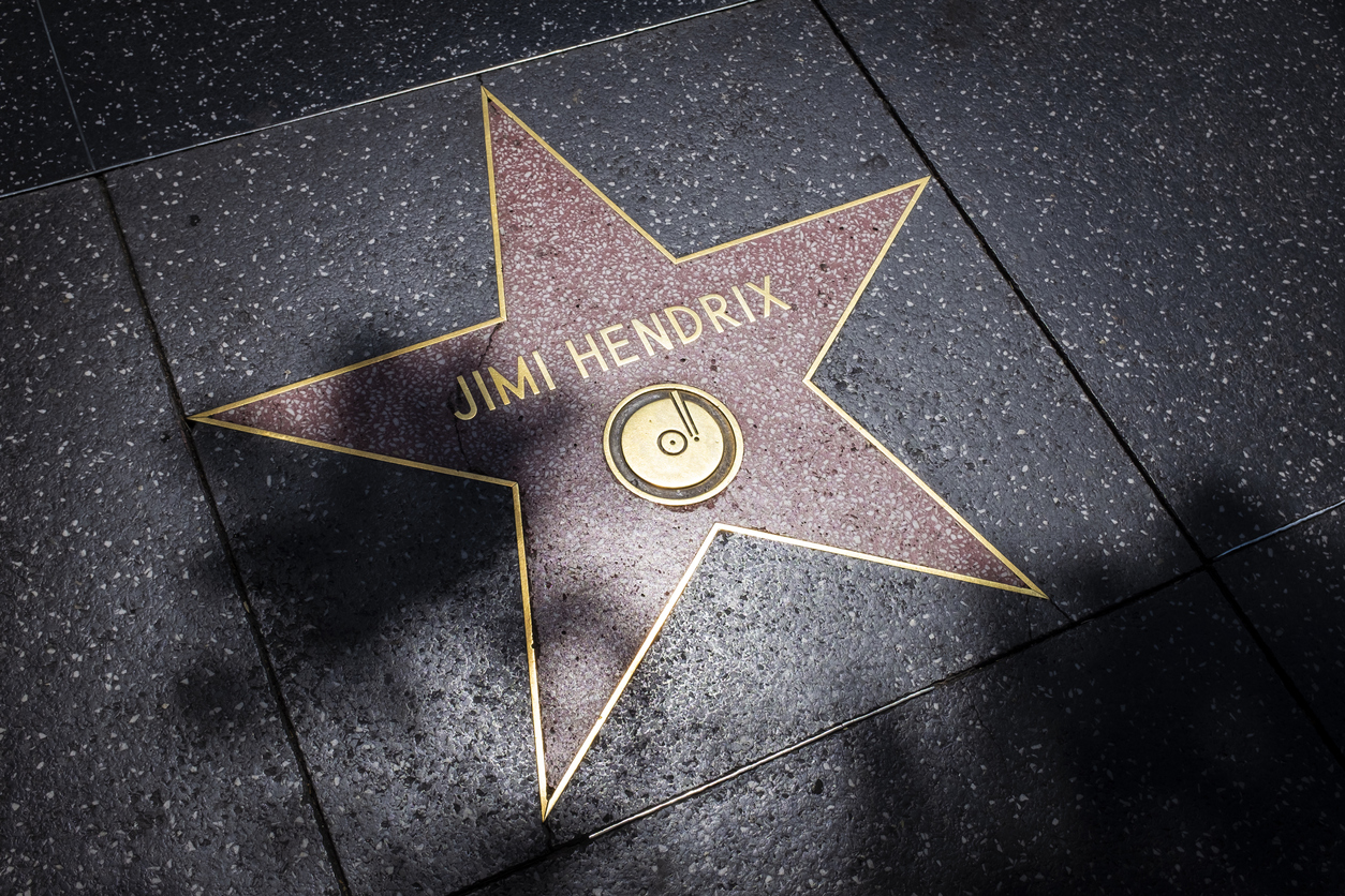 The Jimi Hendrix star at the Hollywood Walk of Fame, in Los Angeles, California.