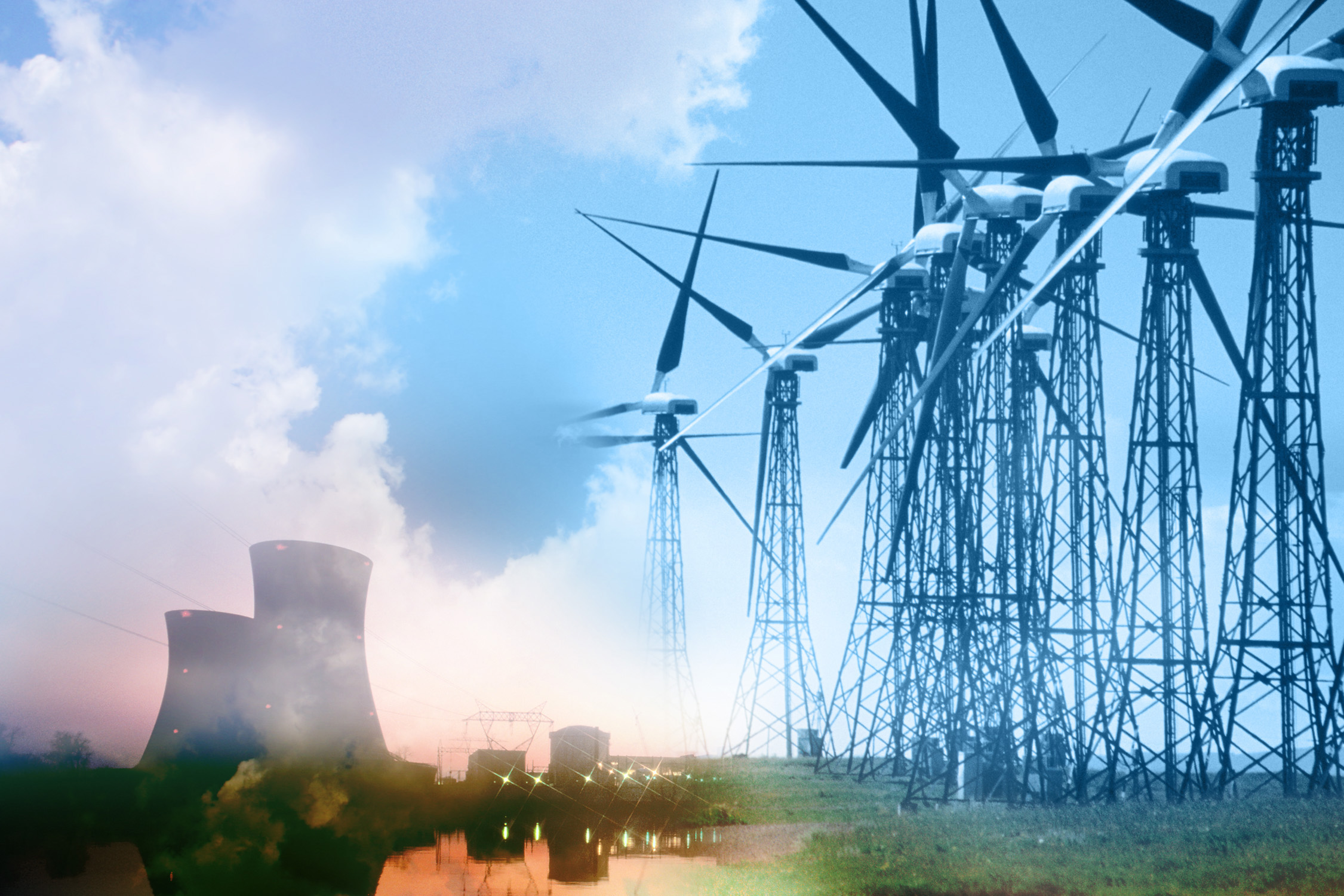 Wind farm and nuclear power plant